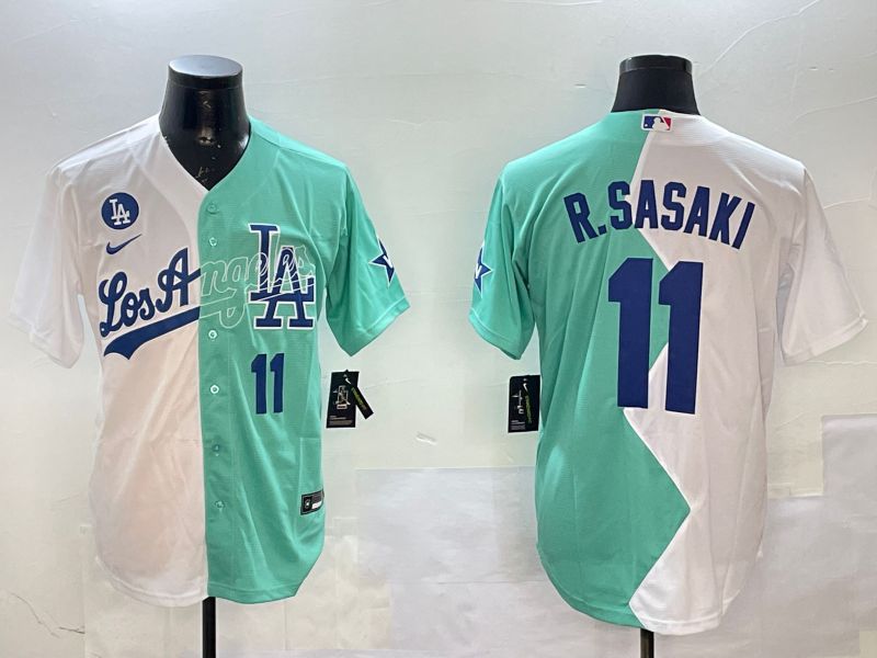 Men Los Angeles Dodgers #11 R.Sasaki White Blue 2025 Game Nike MLB Jersey style 3->los angeles dodgers->MLB Jersey